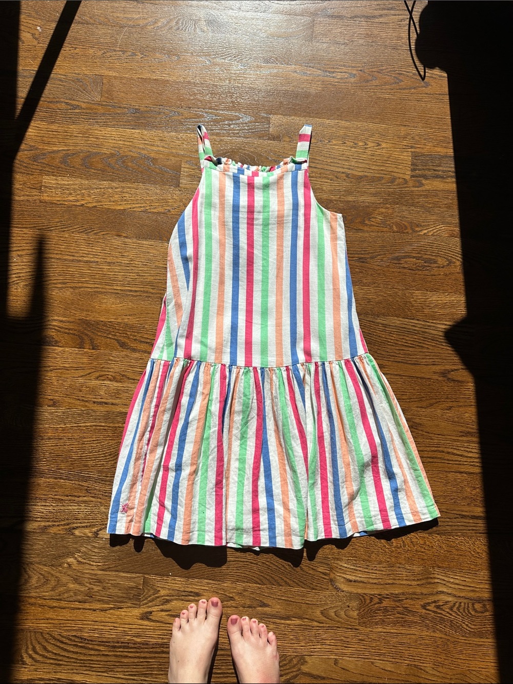 Joules Rainbow Striped Sundress in Pink, Green, Blue and Orange